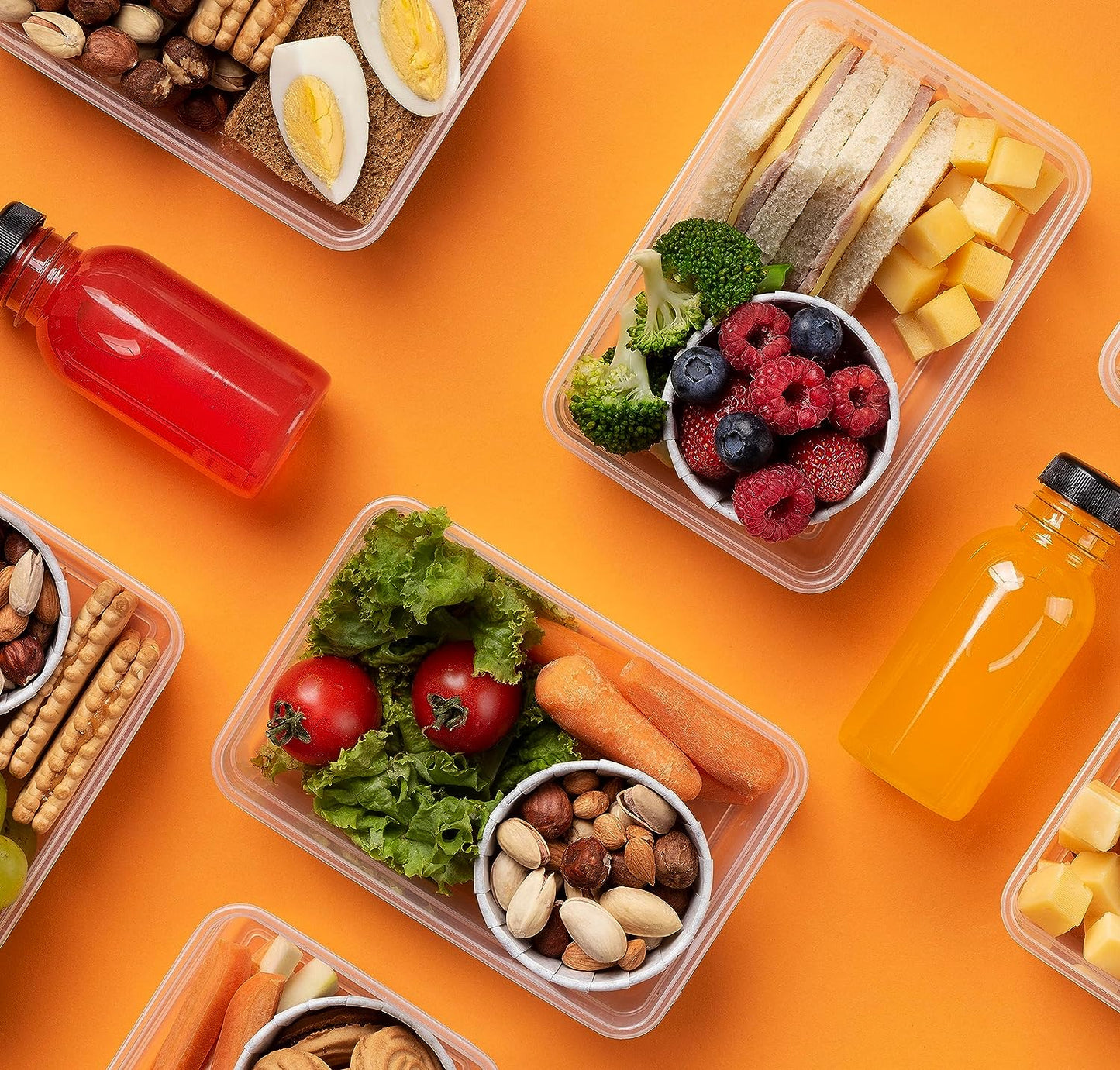 Caramont – Ensemble de Boîtes Alimentaire Frais – 100% Étanche,adaptés au micro-ondes,Congélateur,Lave-Vaisselle-Sans BPA,Étiquettes, Marqueur,6 boîtes de sauces inclus -Pack 16