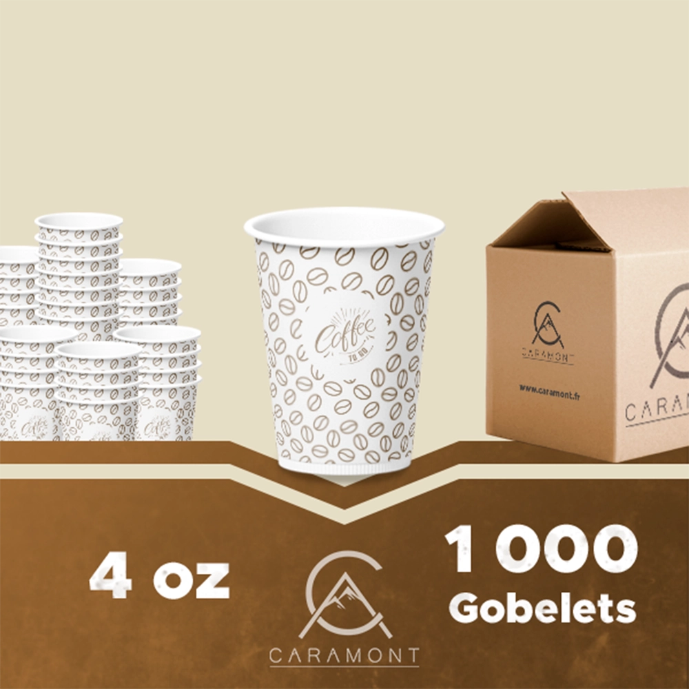 Caramont 4 Oz 1000 Espresso Gobelets en Carton,Écologique,Jetables,Résistant à la Chaleur,Carton Qualité,Idéal pour Toutes Les Boissons Chaudes ;Café,Thé,Chocolat etc. -1000