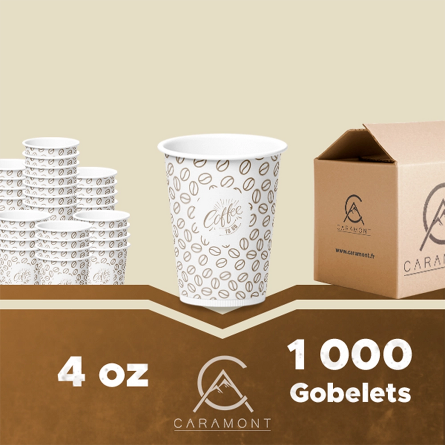 Caramont 4 Oz 1000 Espresso Gobelets en Carton,Écologique,Jetables,Résistant à la Chaleur,Carton Qualité,Idéal pour Toutes Les Boissons Chaudes ;Café,Thé,Chocolat etc. -1000