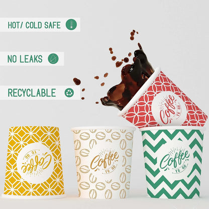 4 Oz, Multicolore Espresso Gobelets en Carton avec Agitateurs en Bois,Écologique et Jetables,Résistant à la Chaleur,Carton de Qualité,Idéal pour Toutes Les Boissons Chaudes ;Café,Thé,Chocolat etc. -200