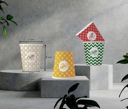 7 Oz, Multicolore Espresso Gobelets en Carton avec Agitateurs en Bois,Écologique ,Jetables,Résistant à la Chaleur,Carton de Qualité,Idéal pour Toutes Les Boissons Chaudes ;Café,Thé,Chocolat etc. -1000