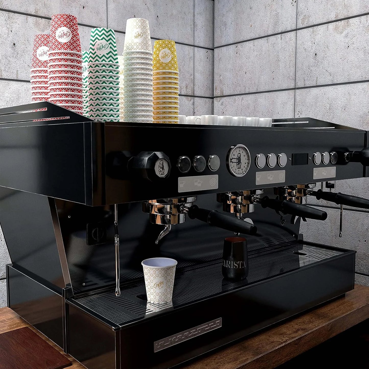7 Oz, Multicolore Espresso Gobelets en Carton avec Agitateurs en Bois,Écologique ,Jetables,Résistant à la Chaleur,Carton de Qualité,Idéal pour Toutes Les Boissons Chaudes ;Café,Thé,Chocolat etc. -1000