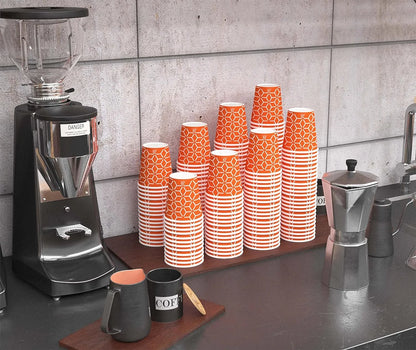 Caramont,7 Oz Gobelets en Carton avec Agitateurs en Bois,Écologique et Jetables,Résistant à la Chaleur,pour la Boisson Froide et Chaude en Carton de Qualité,Ideal pour Café,Thé,Anniversaire,etc. -400