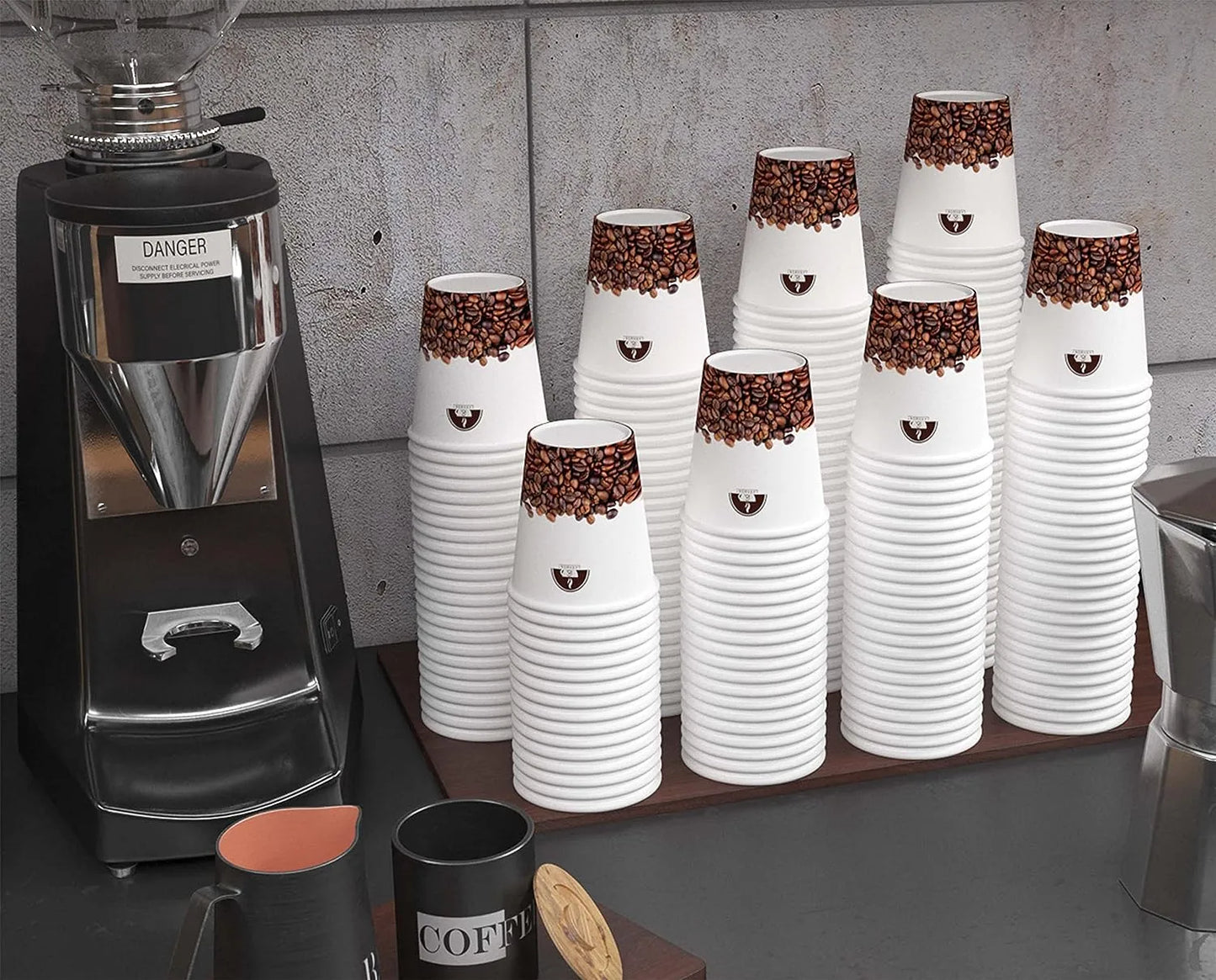 Caramont,7 Oz Gobelets en Carton avec Agitateurs en Bois,Écologique et Jetables,Résistant à la Chaleur,pour la Boisson Froide et Chaude en Carton de Qualité,Ideal pour Café,Thé,Anniversaire,etc -400