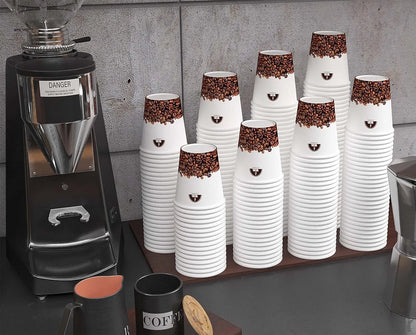 Caramont,7 Oz Gobelets en Carton avec Agitateurs en Bois,Écologique et Jetables,Résistant à la Chaleur,pour la Boisson Froide et Chaude en Carton de Qualité,Ideal pour Café,Thé,Anniversaire,etc -400