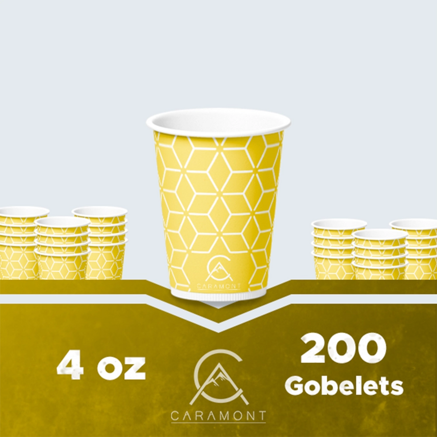 Caramont,4 Oz Espresso Gobelets en Carton avec Agitateurs en Bois,Écologique et Jetables,Résistant à la Chaleur,Carton de Qualité,Idéal pour Toutes Les Boissons Chaudes ; Café,Thé,Chocolat etc. -200